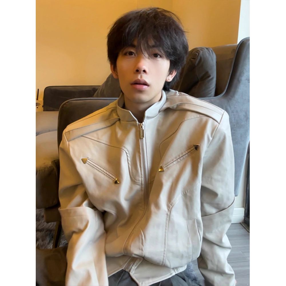 Men's Short Leather Jacket Vintage Jacket